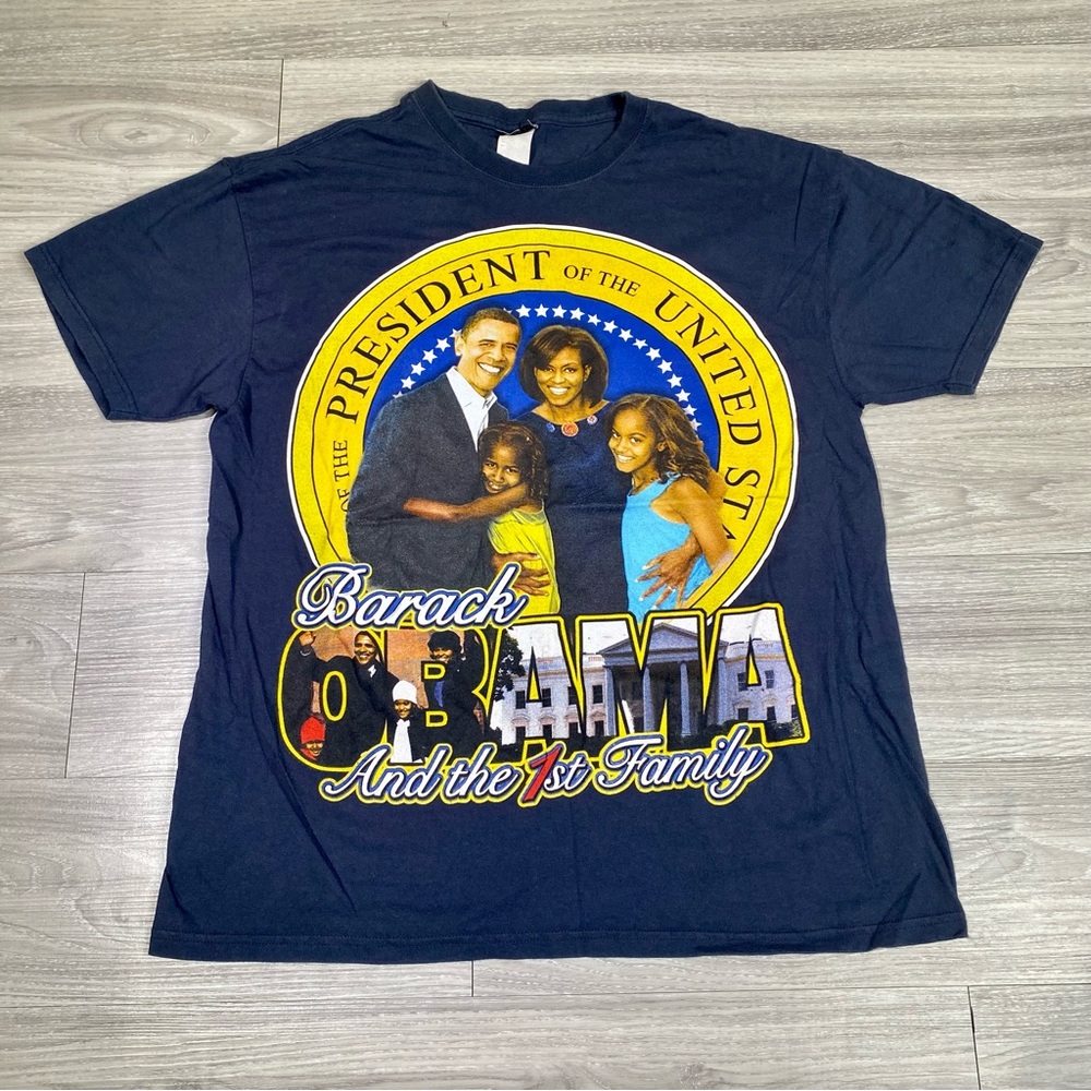 VINTAGE President Barack Obama First Family T-shirt Men's Large Rap Tee Graphic